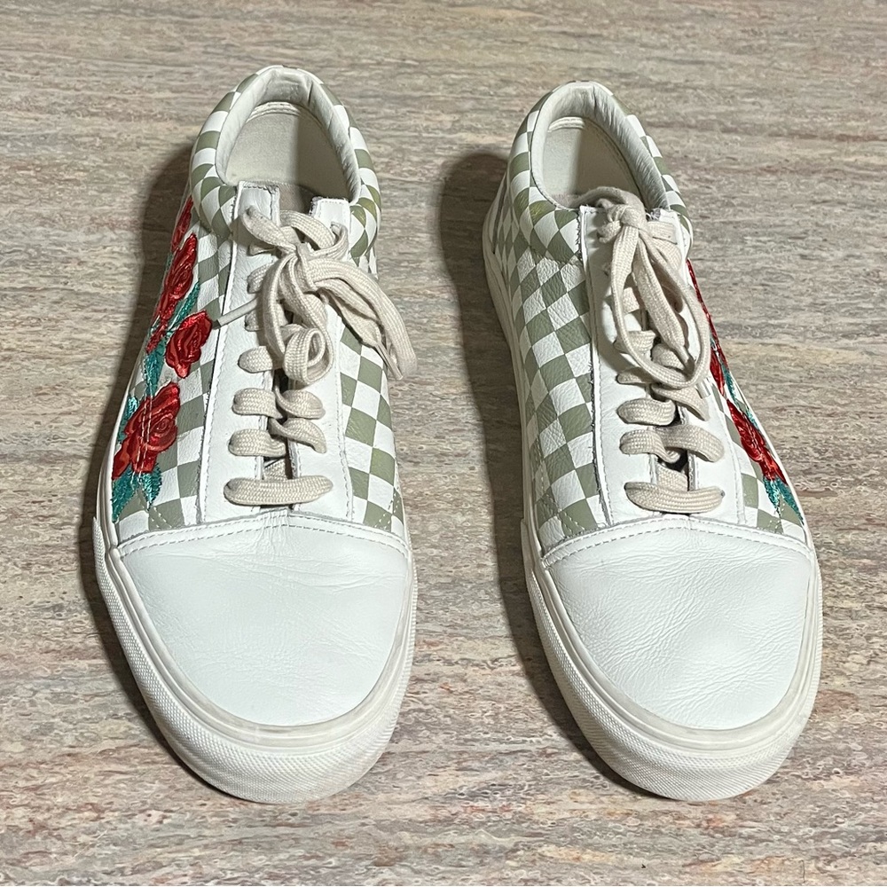 Vans Off The Wall Ultra Cush Checkered Sneakers With Flowers